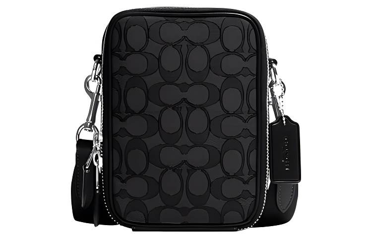 COACH Stanton Fabric With Cow Leather Crossbody Bags Mini Men's Black