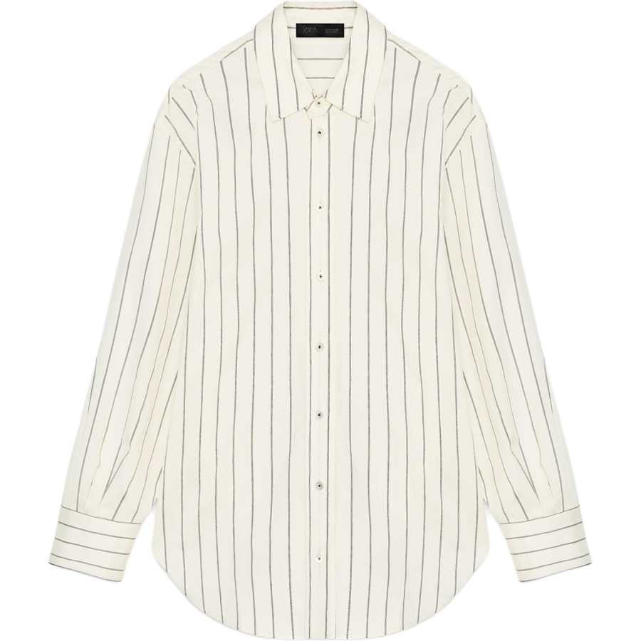 ZARA ZW Shirts Women's White Lapel Moderate