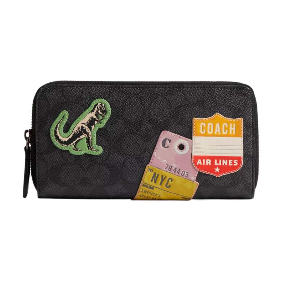 COACH COACH Coated Canvas Wallet Men's Carbon Gray Mixed Color
