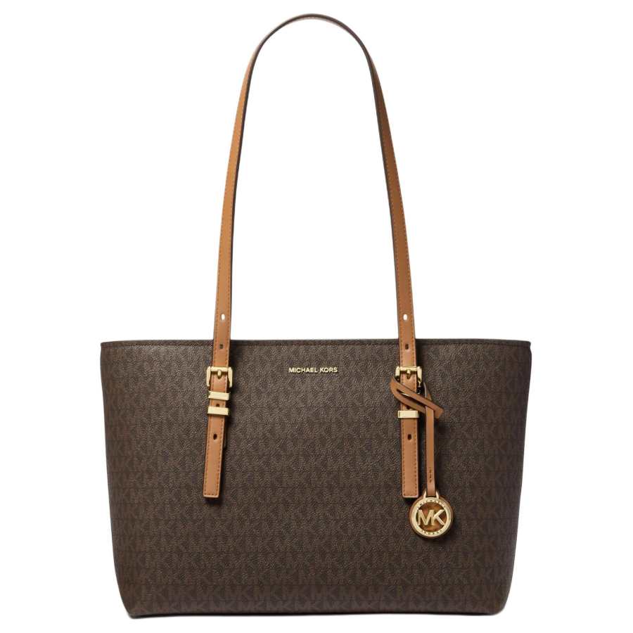 MICHAEL KORS Quinn Artificial Leather Tote Bag, Shopping Bag, Handbag, Shoulder Bag Medium Women's Brown