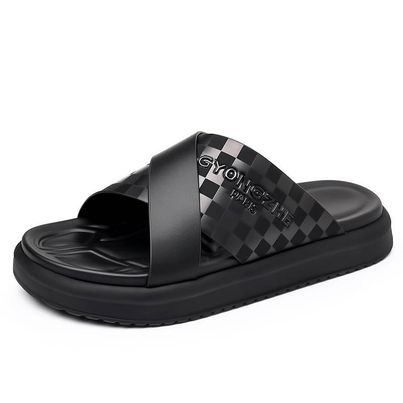 HBRK Abrasion Resistant Cushioning Slide Slippers Men's Black