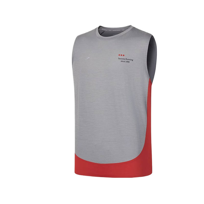 Saucony Tank Tops Men's Asphalt Cloud Gray Crew Neck Moderate Other