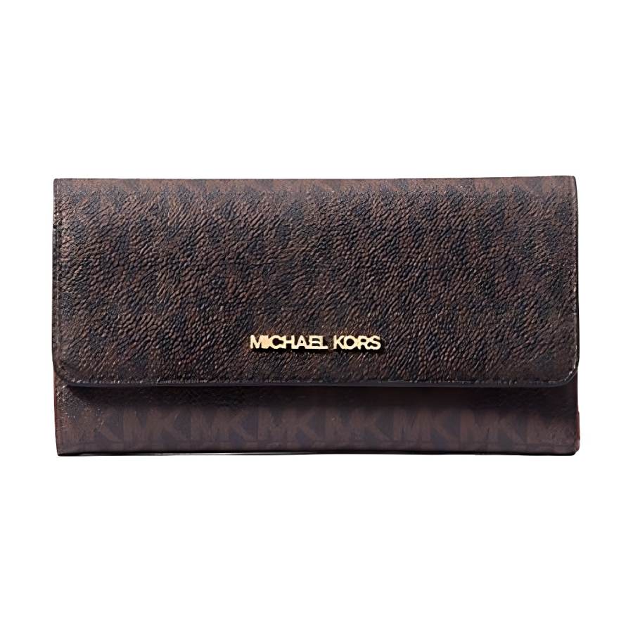 MICHAEL KORS Jet Set Coated Canvas Wallet Large Women's Brown