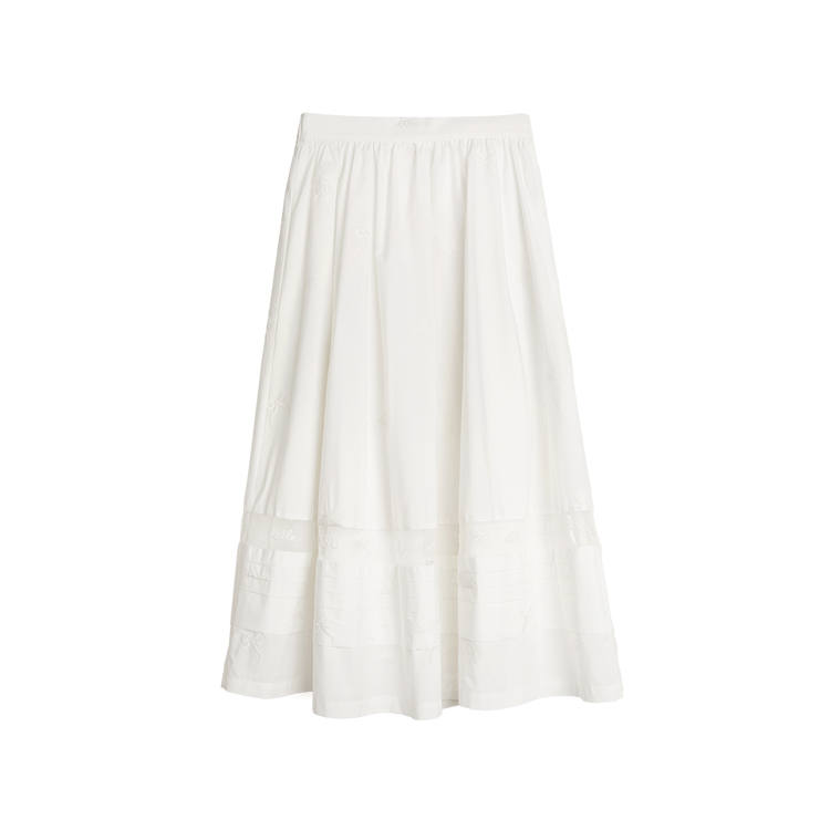ELLE Casual Long Skirts Women's White Thin Mid Length