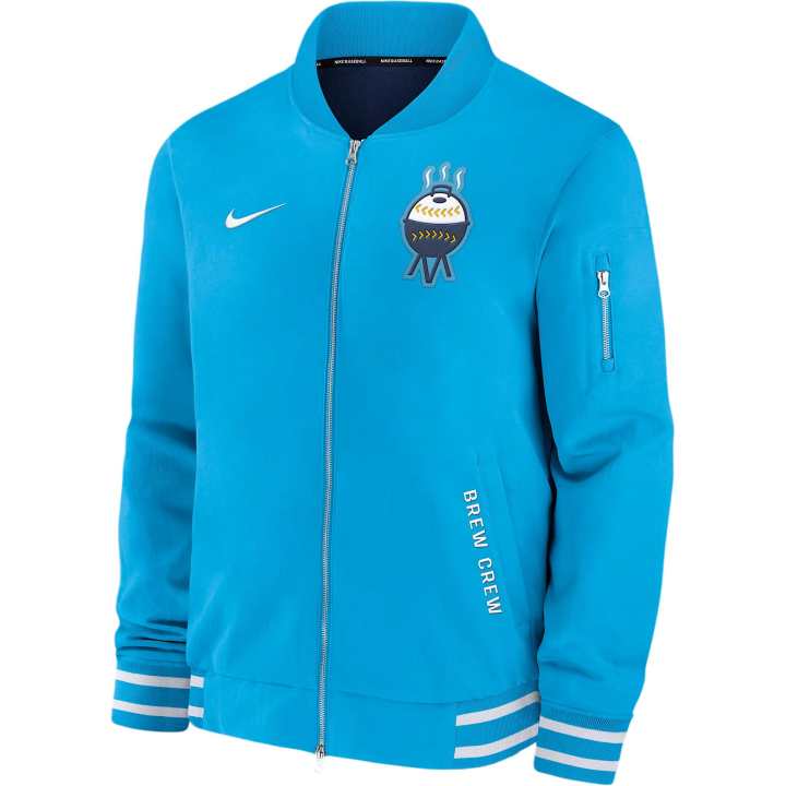 Nike Nike Milwaukee Brewers Authentic Collection City Connect Men's Nike Mlb Full Zip Bomber Jacket