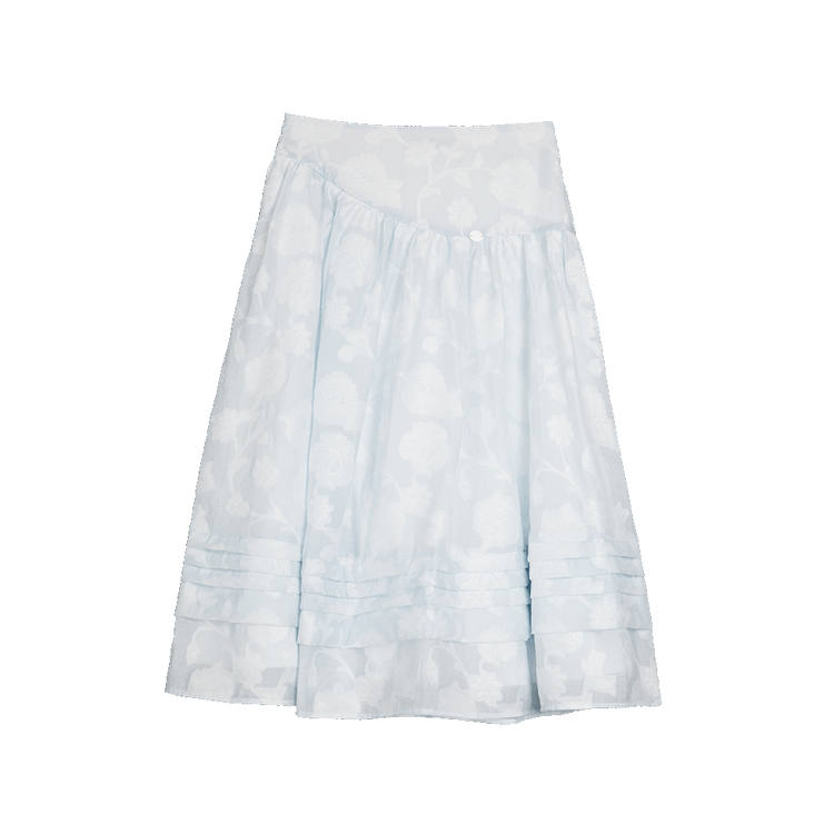 ELLE Casual Long Skirts Women's Blue Thin Mid Length A Line Skirt