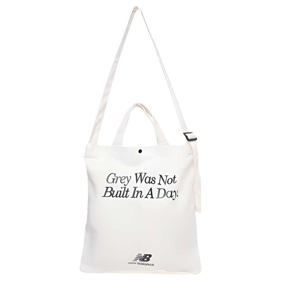 New Balance New Balance Fabric Tote Bag, Shopping Bag, Shoulder Bag, Crossbody Bag, Handbag Regular Unisex Ivory White