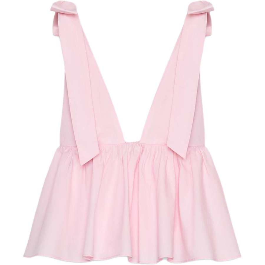 ZARA Tank Tops Women's Light Pink Red V Neck Other