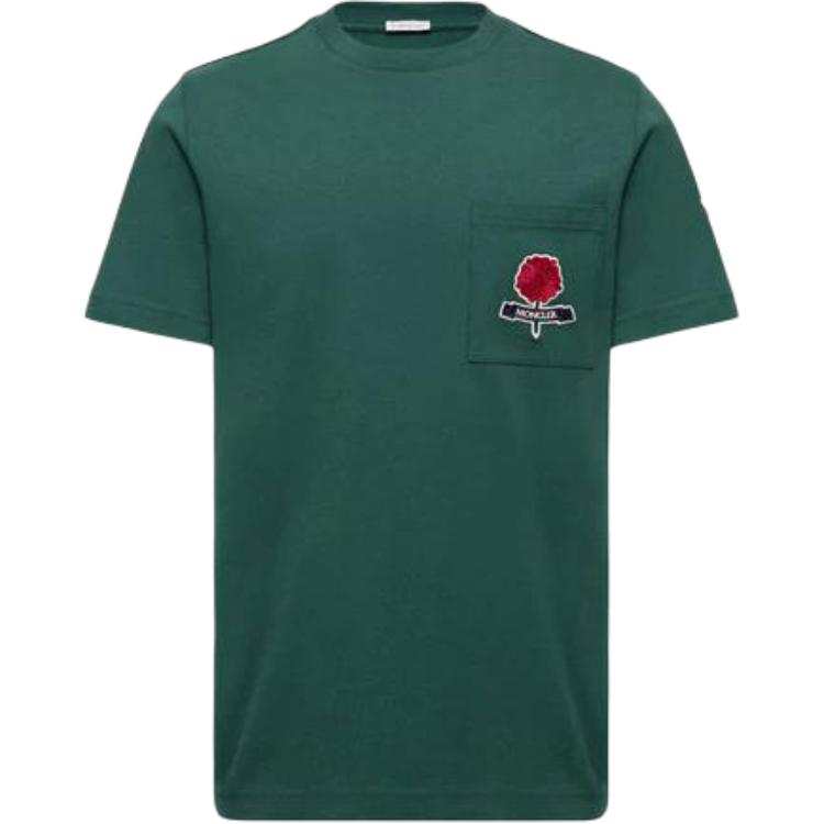 Moncler Moncler T Shirts Men's Leaf Green Crew Neck Thin