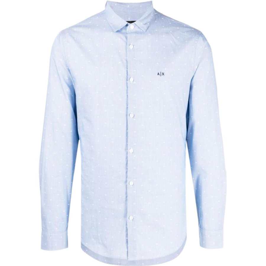 Armani Exchange polka-dot striped cotton shirt