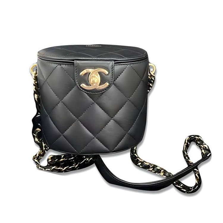 CHANEL Lambskin Makeup Box, Makeup Bag, Shoulder Bag, Crossbody Bag Medium Women's Black