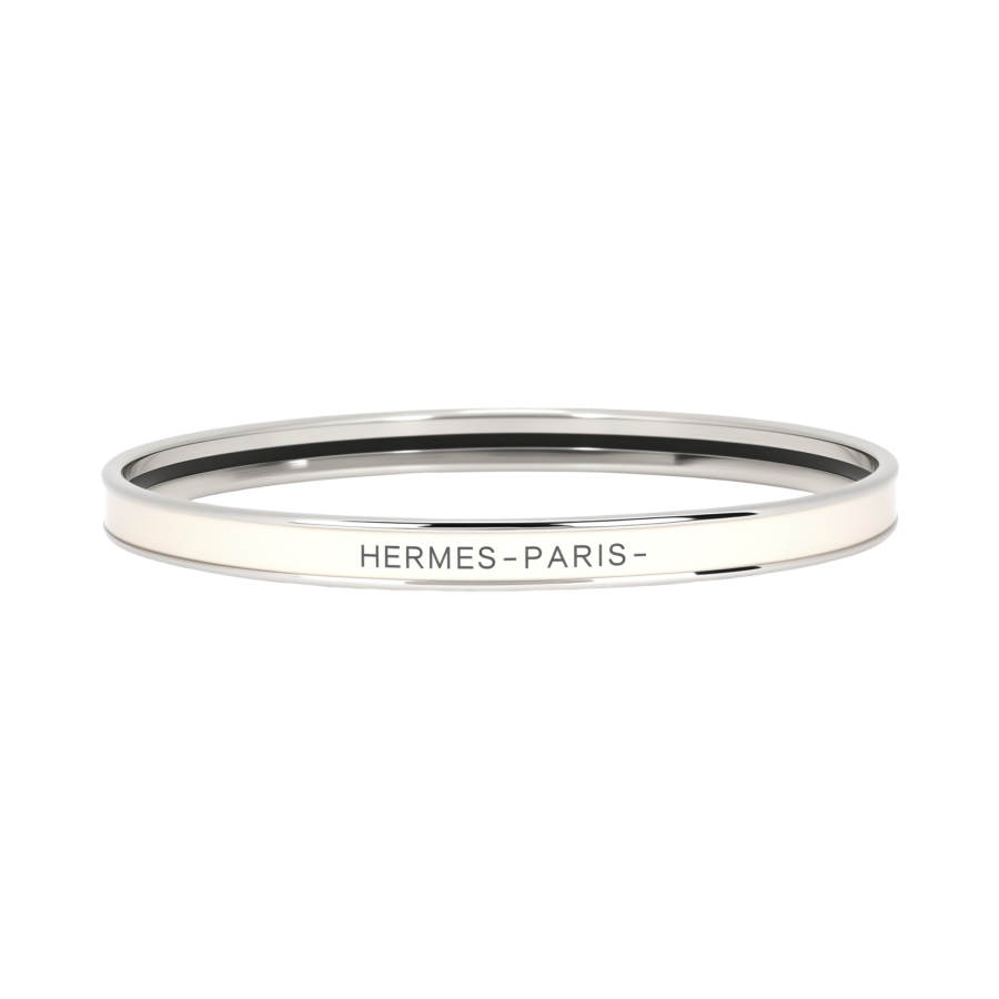 HERMES HERMES Uni Letter Print Enamel Bangles Women's Beige