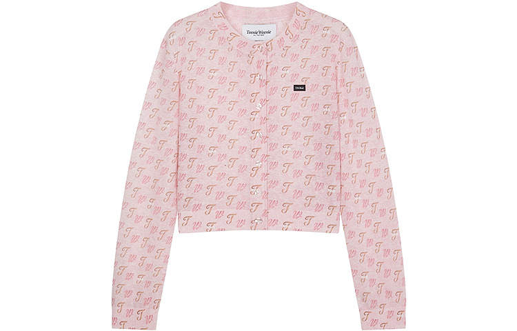 Teenie Weenie Knitwear Women's Pink Crew Neck Moderate Cardigan