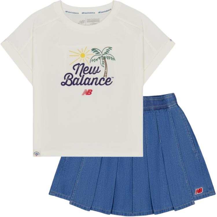 New Balance Children Aged 3 7 Years Old New Balance Skirt Set Ivory White