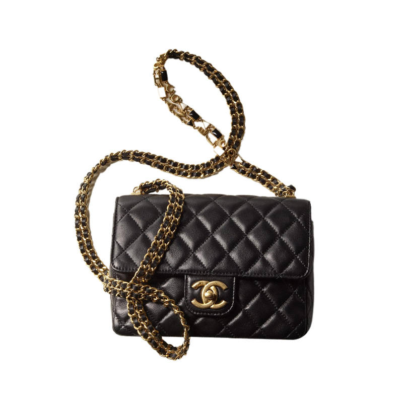 CHANEL Sheepskin Shoulder Bag, Crossbody Bag Small Women's Black