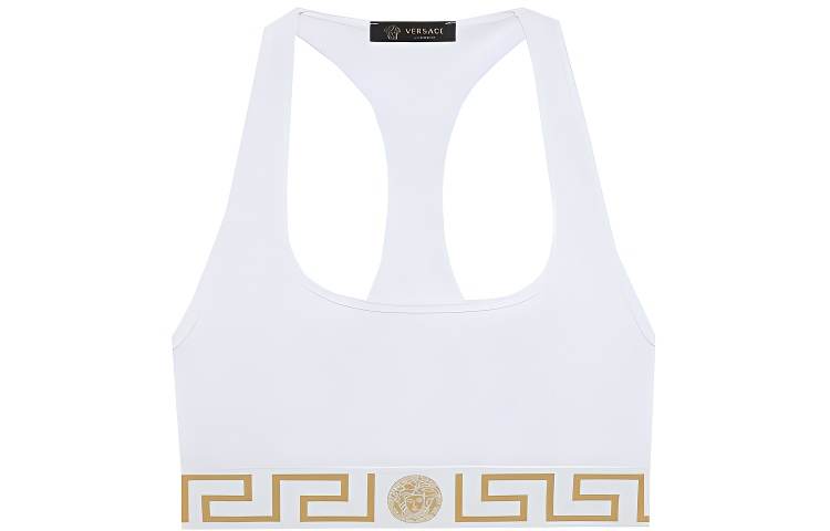 VERSACE VERSACE Greca Border Sports Bra 'Optical White'