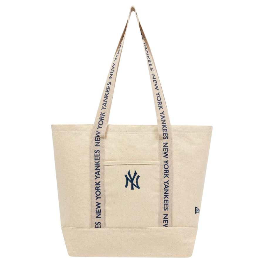 New Era X MLB Collaboration Cotton Shoulder Bag Unisex Cream