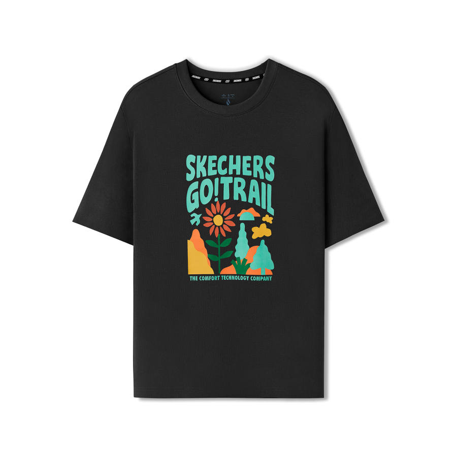 Skechers T Shirts Unisex Black 068D Crew Neck Moderate Straight Fit