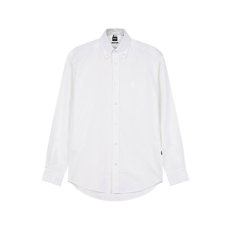 HUGO BOSS Shirts Men's White Lapel Moderate