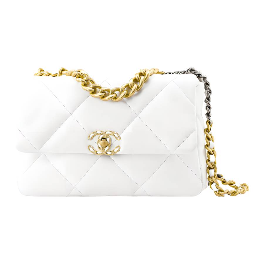 CHANEL 19Bag Goatskin Portable Crossbody Bag, Shoulder Bag Women's White