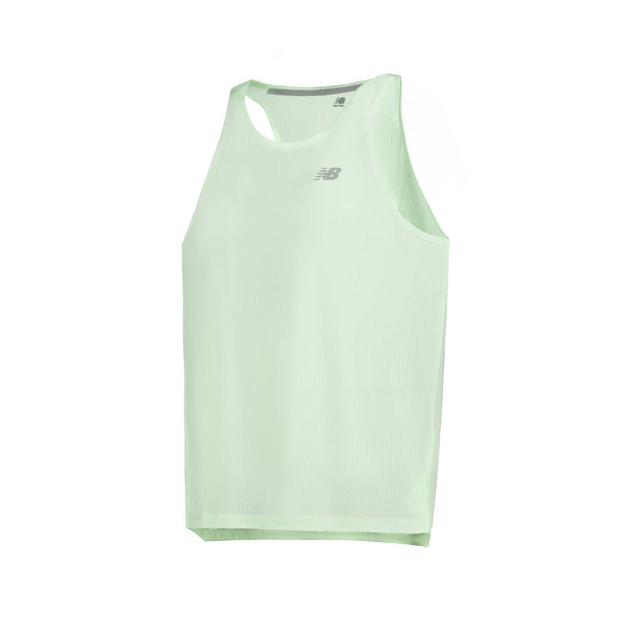 New Balance New Balance Tank Tops Men's Muskmelon Green Crew Neck Moderate Racerback