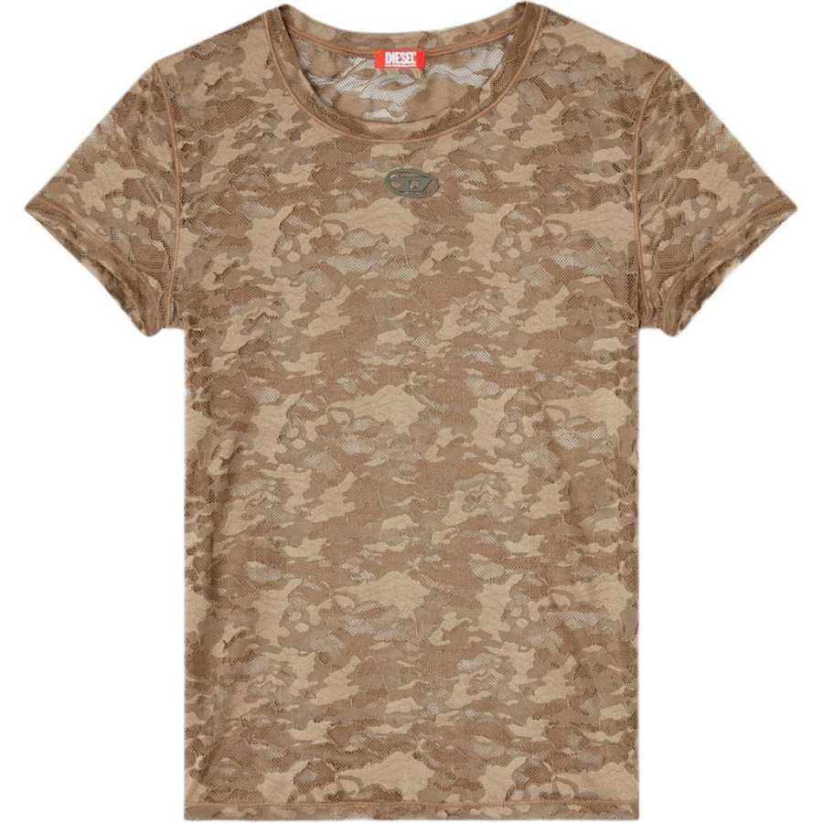 DIESEL Drop Shoulder Sleeve T Shirt Women's Brown