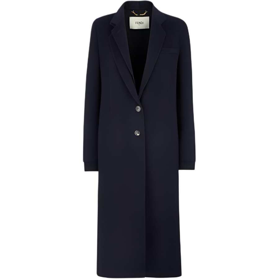 FENDI Coats Women's Blue Lapel Moderate Straight Fit