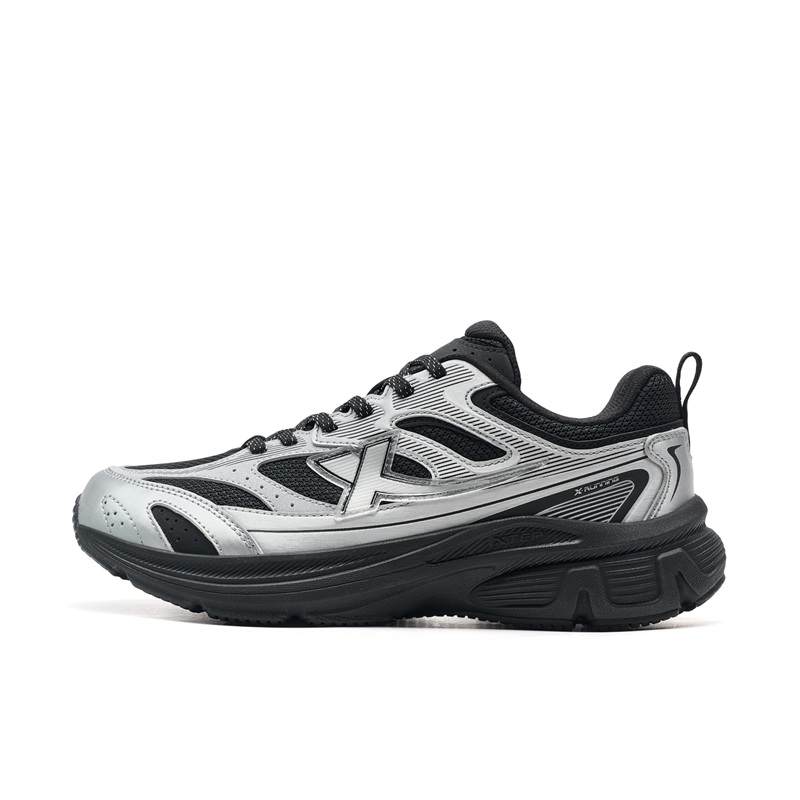 XTEP Dust Free 7.0 Cushioning Support Rebound Low top Casual City Commuting Running Shoes Women's Black Silver