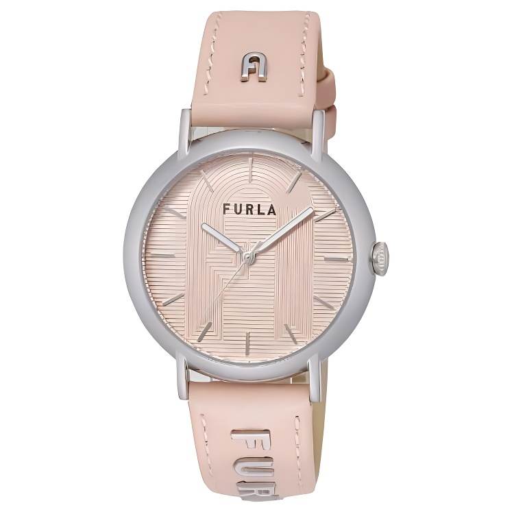 Furla Wrist Watches Quartz Movement Cow Leather Strap 37.5mm Pink Watch Dial Women's Watch