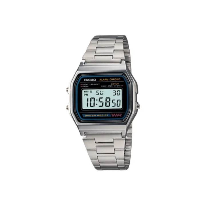 CASIO CASIO YOUTH Small Silver Block Waterproof Quartz Movement Watch Unisex Black Dial