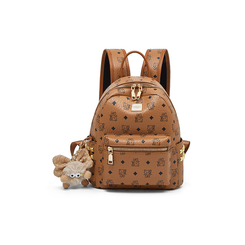 LAORENTOU Synthetic Leather Backpack Women's Brown/Pink