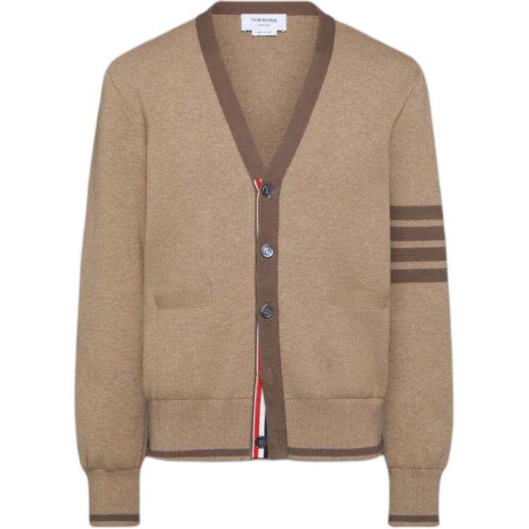 THOM BROWNE Thom E 4 Bar Striped Long Sleeved Cardigan
