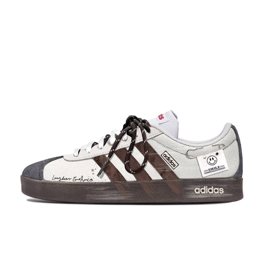 Adidas Adidas VL COURT 2.0 Abrasion Resistant Abrasion Resistant Low top Skateboard Shoes Unisex Gray Brown