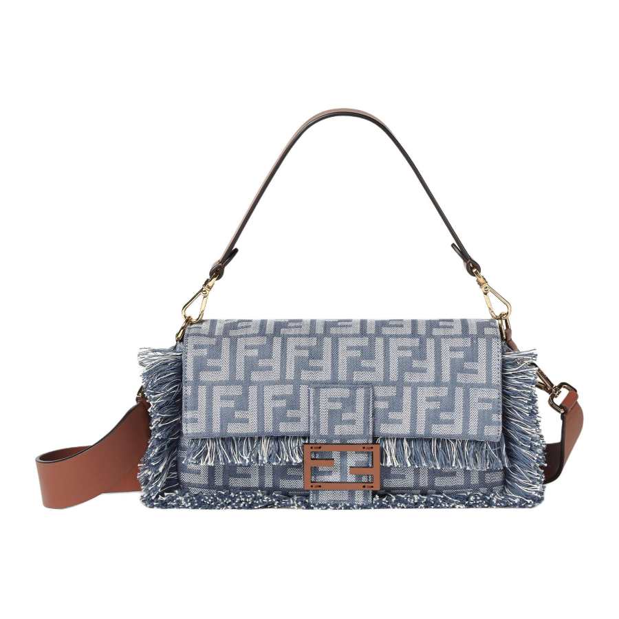 FENDI Baguette Jacquard Fabric Baguette Bag, Portable Crossbody Bag, Shoulder Bag Women's Blue