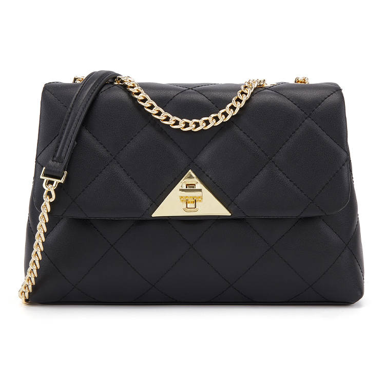 ELLE Cow Leather Crossbody Bag, Shoulder Bag Women's Black/Gray