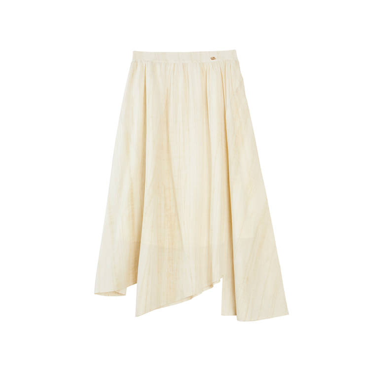 ELLE Casual Long Skirts Women's Light Yellow Moderate Mid Length A Line Skirt