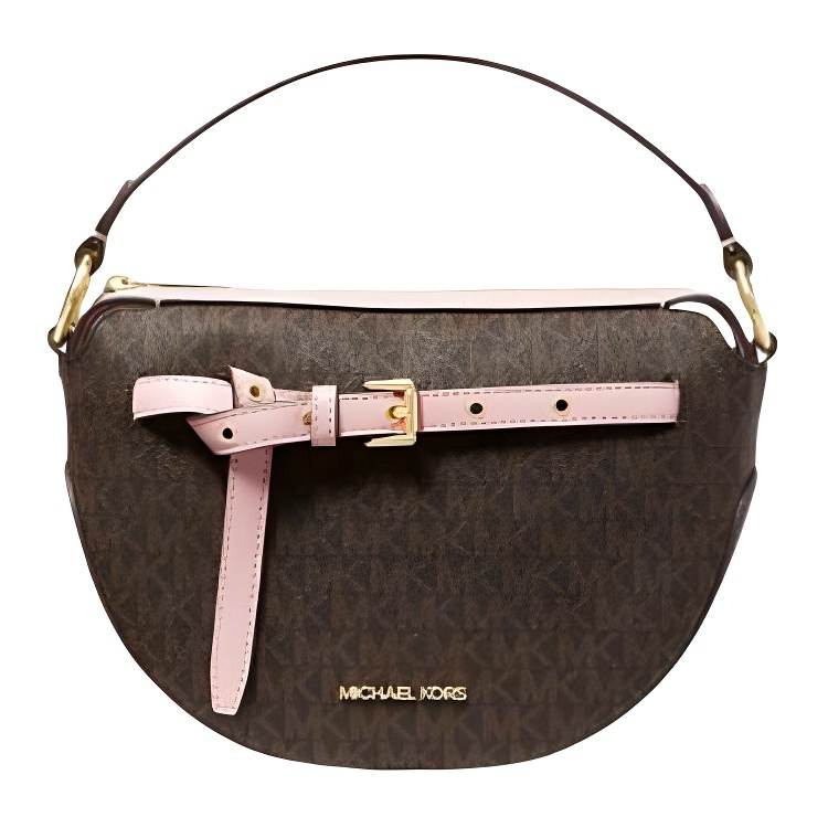 MICHAEL KORS Emilia Canvas Crossbody One Shoulder Handbag Medium Women's Brown & Pink