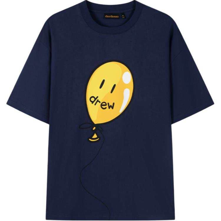 Drew house T Shirts Unisex Marine Blue Crew Neck Moderate Straight Fit