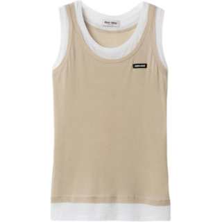 MIU MIU Logo Patch Layered Tank Top
