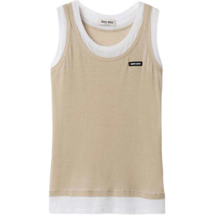 MIU MIU MIU MIU Logo Patch Layered Tank Top