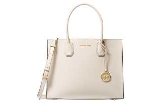 MICHAEL KORS Mercer Pebble Leather Trunk Bag, Shoulder Bag, Crossbody Bag, Handbag Large Women's Cream