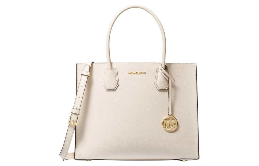 MICHAEL KORS MICHAEL KORS Mercer Pebble Leather Trunk Bag, Shoulder Bag, Crossbody Bag, Handbag Large Women's Cream