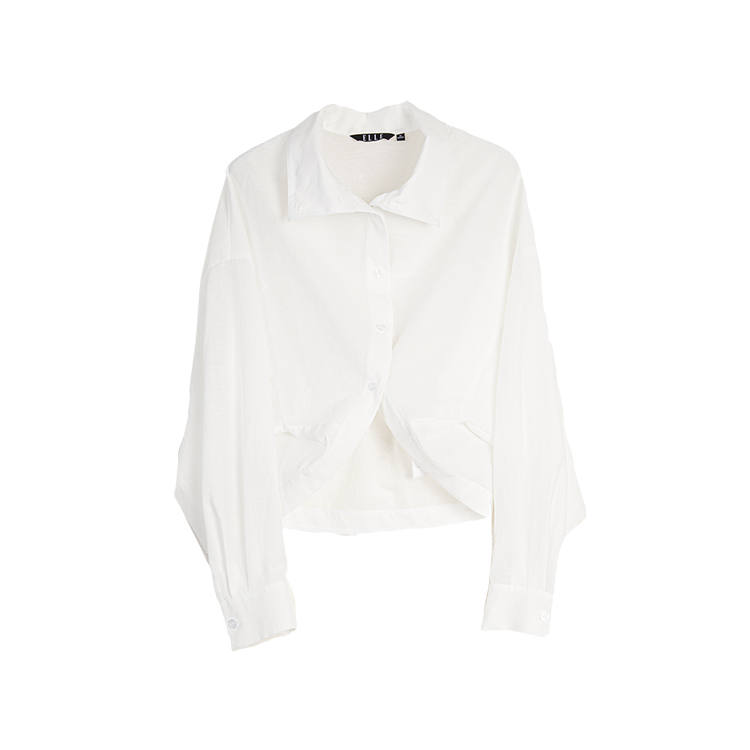 ELLE Shirts Women's White Lapel Thin Shirt