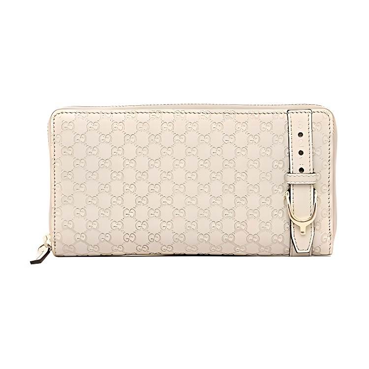 GUCCI Leather Wallet Women's White