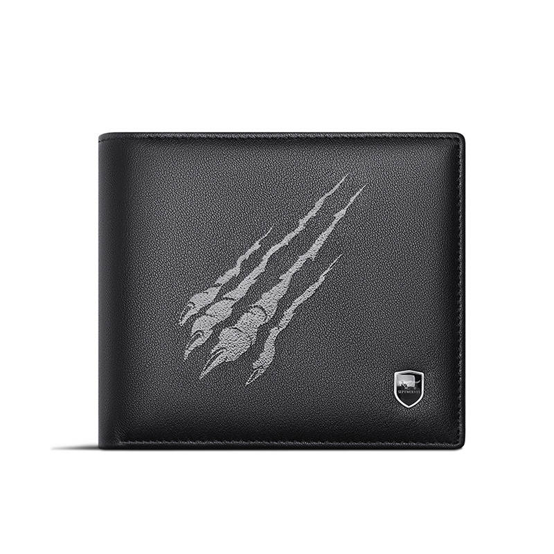 SEPTWOLVES Top Grain Cow Leather Wallet, Card Holder Men's Black