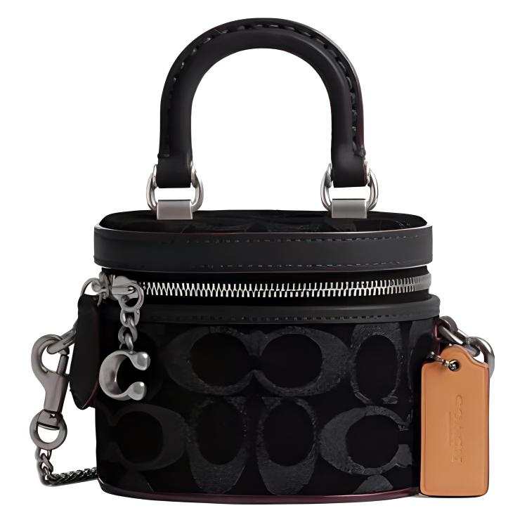COACH Trail Iconic Denim Shoulder Bag, Crossbody Bag, Handbag Mini Women's Black