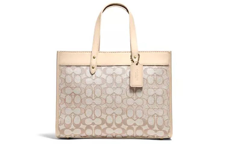 COACH COACH Field Jacquard With Suede Tote Bag, Shopping Bag, Shoulder Bag, Crossbody Bag, Handbag Large Women's Beige