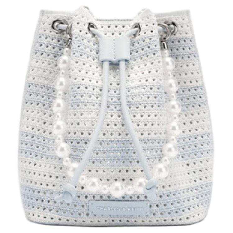 CHARLES&KEITH Fabric Bucket Bags Crossbody Bag, Shoulder Bag Regular Women's Sea Salt Blue