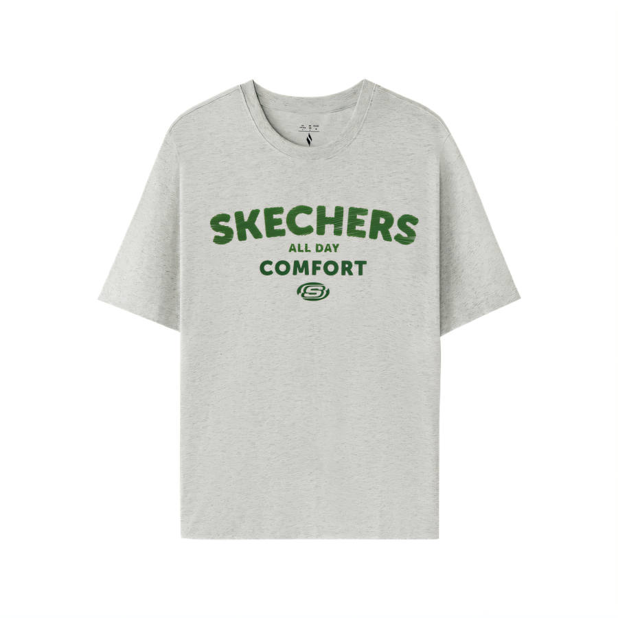 Skechers T Shirts Unisex Light Heather Gray 0248 Crew Neck Moderate