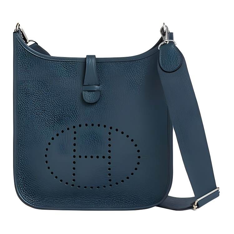 HERMES Evelyne Clemence Bullock Leather Crossbody Bag, Shoulder Bag 29 Women's 7P Bleu De Prusse Prussian Blue